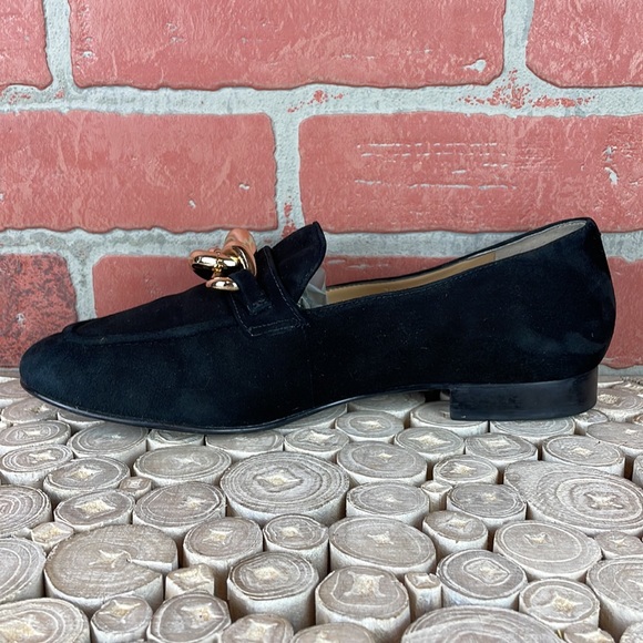 Talbots Cassidy Gold Chainlink Black Suede Loafer 7.5 - Picture 7 of 15
